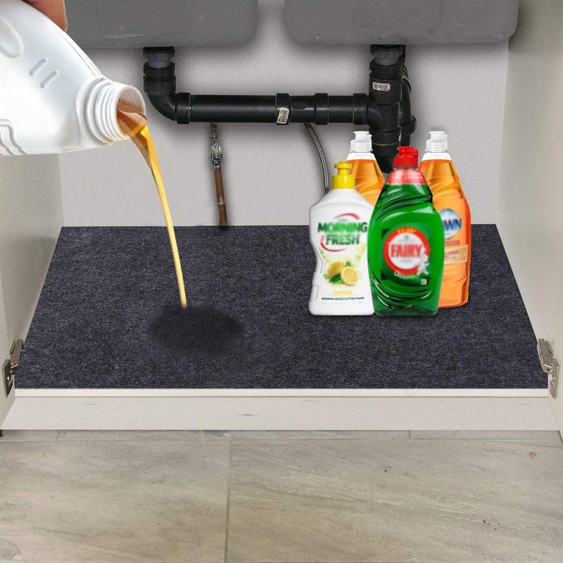 CONVELIFE Under The Sink Mat,Kitchen Tray Drip,Cabinet,Absorbent Felt Layer Material,Backing Waterproof(36inches x 36inches) Charcoal - Image 1